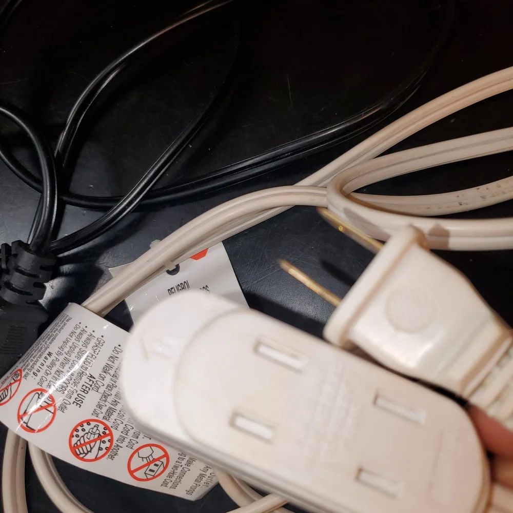Power Cord 10A 125V 3.5 FEET Black+ Extension 13A 125V 8.5 FEET White with a sli